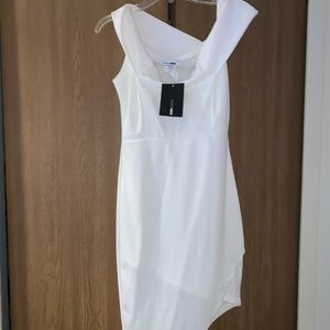 White Asymmetrical off the shoulder dress
